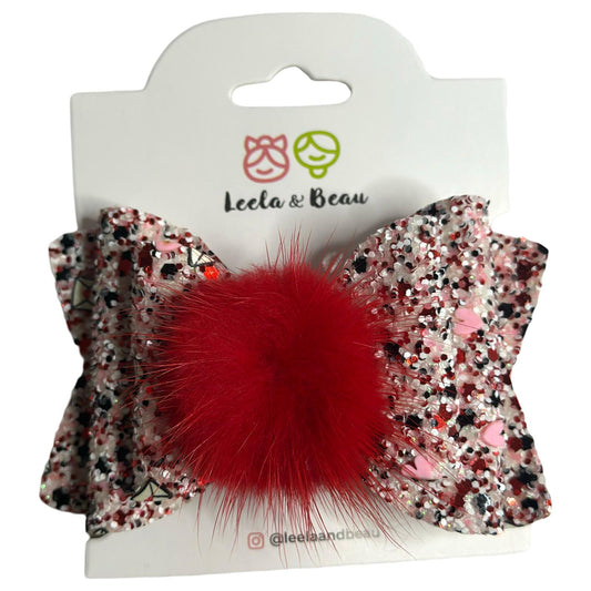 Lazo Glitter Love Mail con Pompom