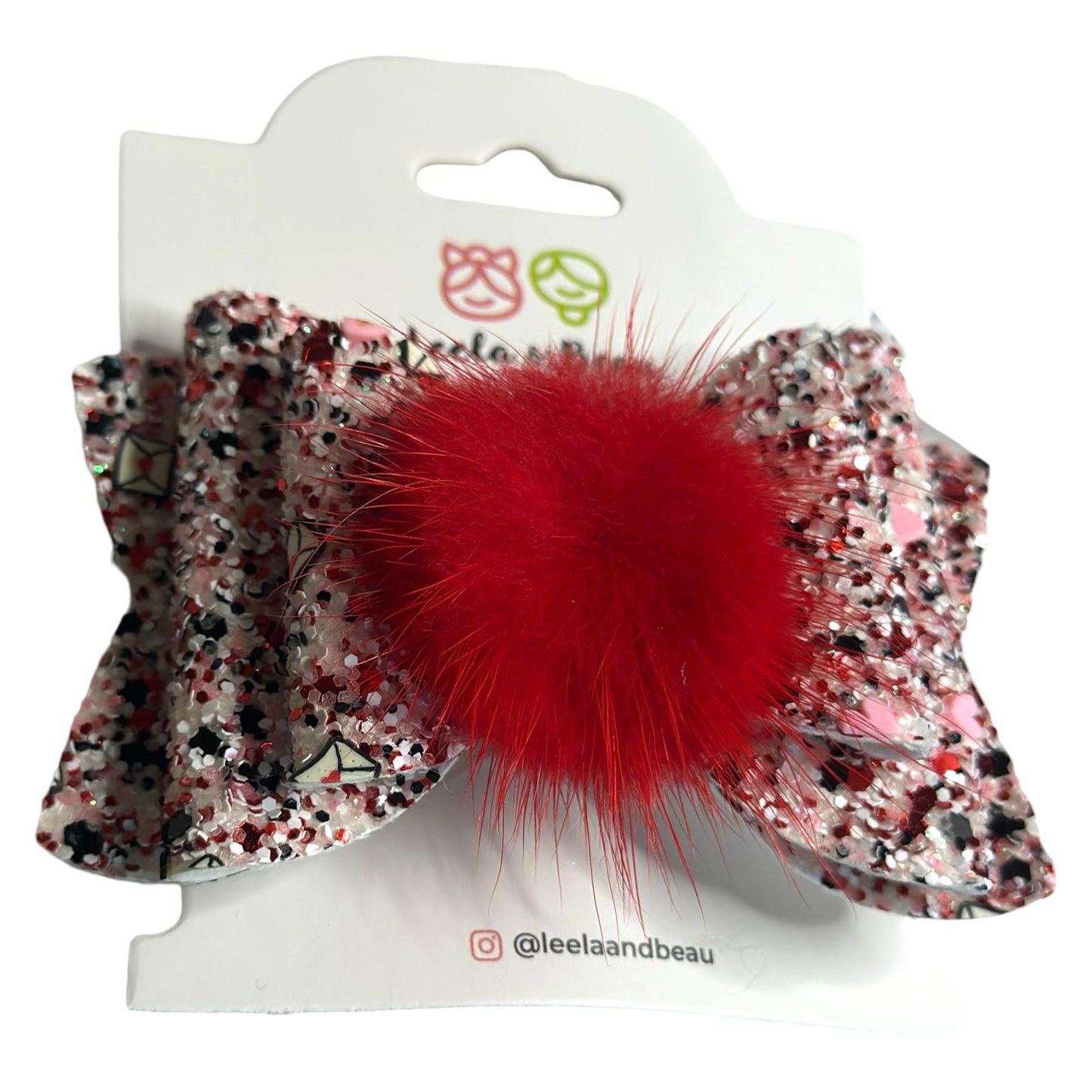 Lazo Glitter Love Mail con Pompom