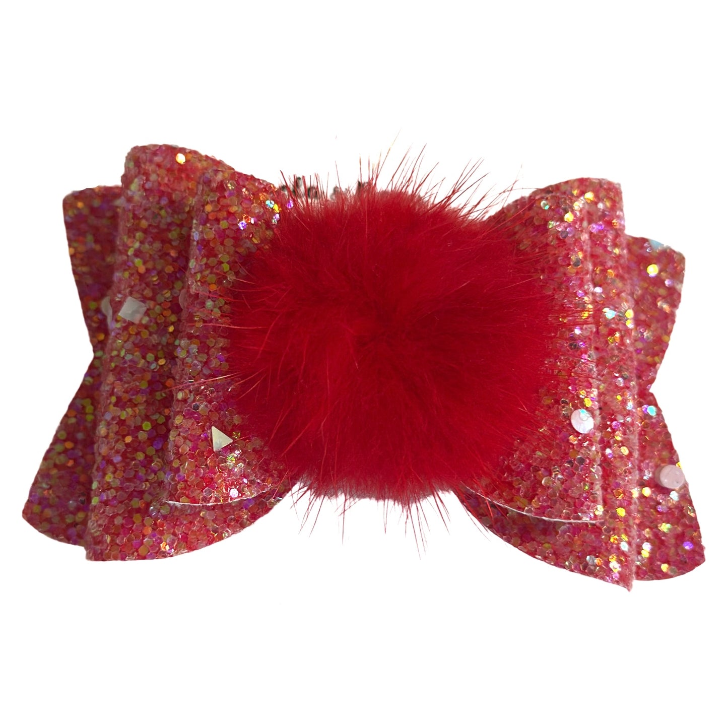 Lazo Glitter Rojo con Pompom