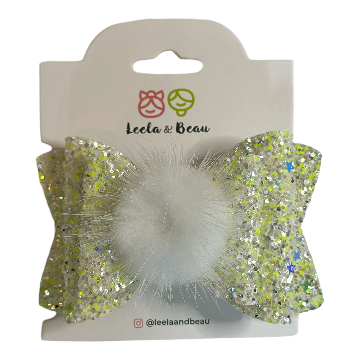 Lazo Glitter Amarillo con Pompom