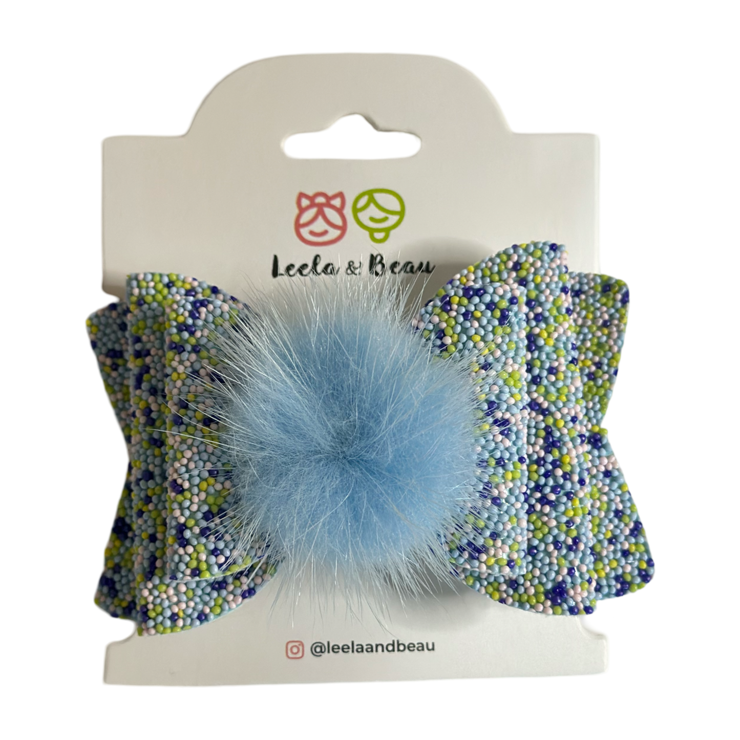 Lazo Confetti Azul con Pompom